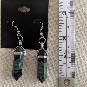 Earrings, Kambacha Jasper, 2 inches long